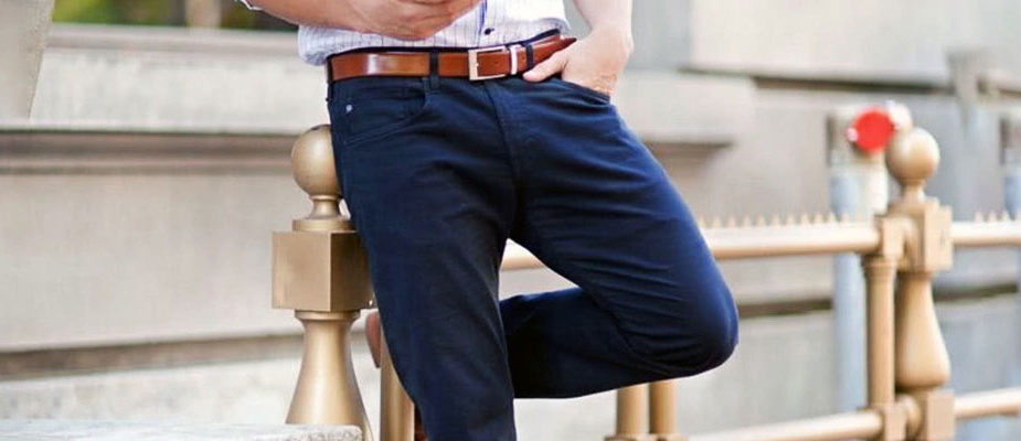 porter pantalon bleu marine homme