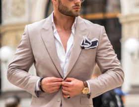 costume beige homme