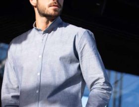 chemise en chambray japonnais col mao the nines