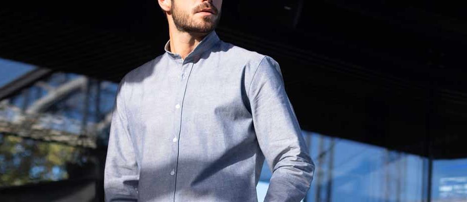 chemise en chambray japonnais col mao the nines