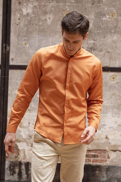 chemise lin coton col invesé the nines