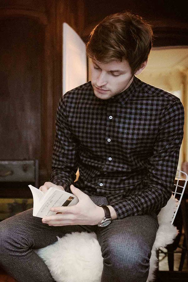chemise en flanelle à carreaux gris et noir