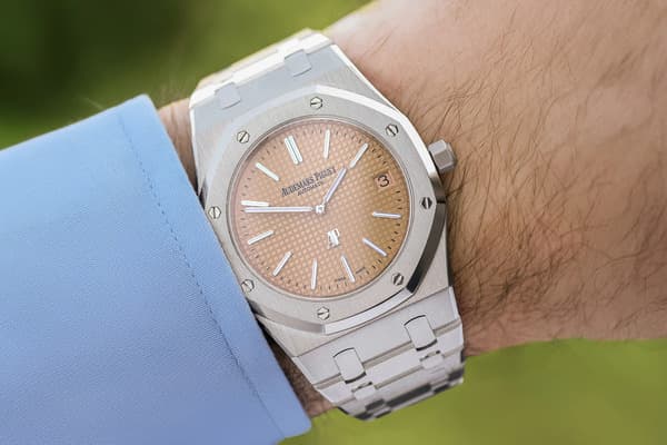 montre homme à cadran rose audemars piguet 15202bc