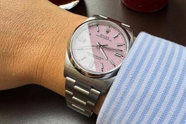 montre à cadra rose rolex Oyster Perpetual 36 mm