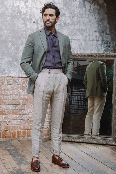 pantalon à pince taille haute pour hommes 